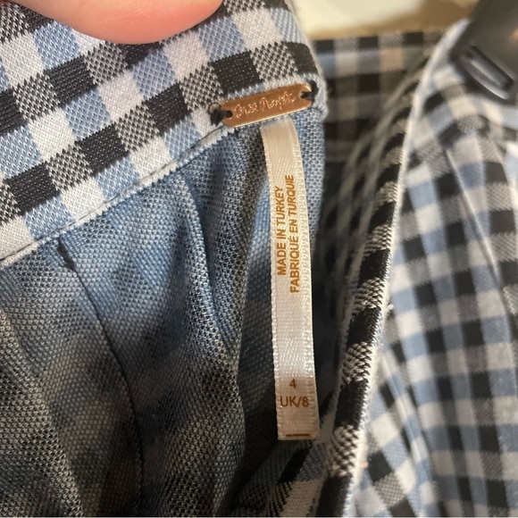 Free People Honey Pleated Skirt Black / Blue Combo Size 4 - Picture 9 of 10